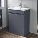 Royan Toilet & Artis Grey Gloss Door Vanity Unit 600mm