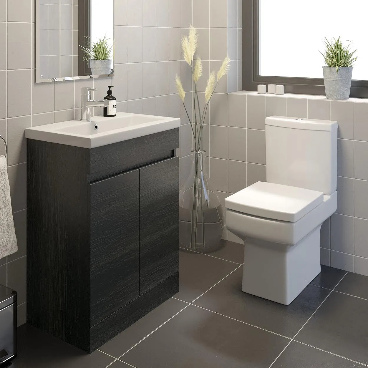 Royan Toilet & Artis Charcoal Grey Door Vanity Unit 600mm