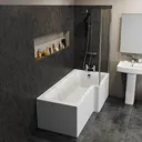 Ceramica L Shaped Shower Bath Bundle 1500mm Right Hand- Including Shower Screen & Front Bath Panel