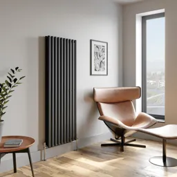 DuraTherm Vertical Oval Tube Double Panel Designer Radiator - 1600 x 600mm Anthracite