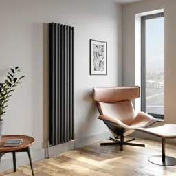 DuraTherm Vertical Oval Tube Double Panel Designer Radiator - 1800 x 480mm Anthracite