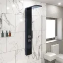 Merano Thermostatic Square Shower Tower Panel with Handset and 2 Body Jets - Black Mirror Finish