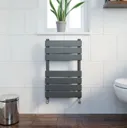 DuraTherm Dual Fuel Flat Panel Heated Towel Rail - 650 x 400mm - Thermostatic Anthracite