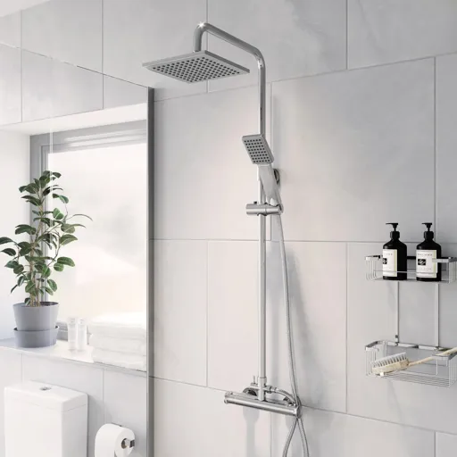 Architeckt Thermostatic Mixer Shower – Round Bar Valve with Square Drench & Adjustable Heads