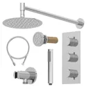 Architeckt Thermostatic Concealed Round Shower with Wall Mounted and Handset Heads and Body Jets