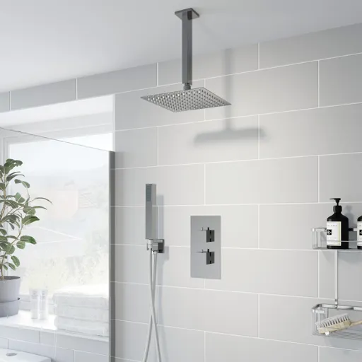 Architeckt Thermostatic Concealed Square Shower with Ceiling Mounted and Handset Shower Heads