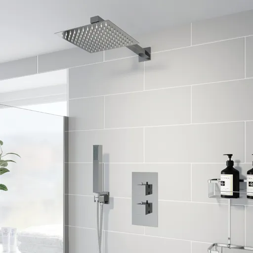 Architeckt Thermostatic Concealed Square Shower with Wall Mounted and Handset Shower Heads