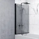 Luxura Square Bath Screen (Black Glass) - 800mm Width