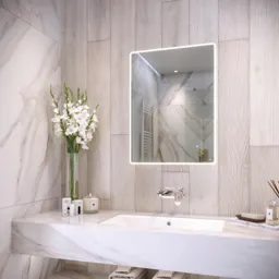 RAK Amethyst LED Bathroom Mirror with Demister Pad and Shaver Socket 800 x 600mm - Mains Power