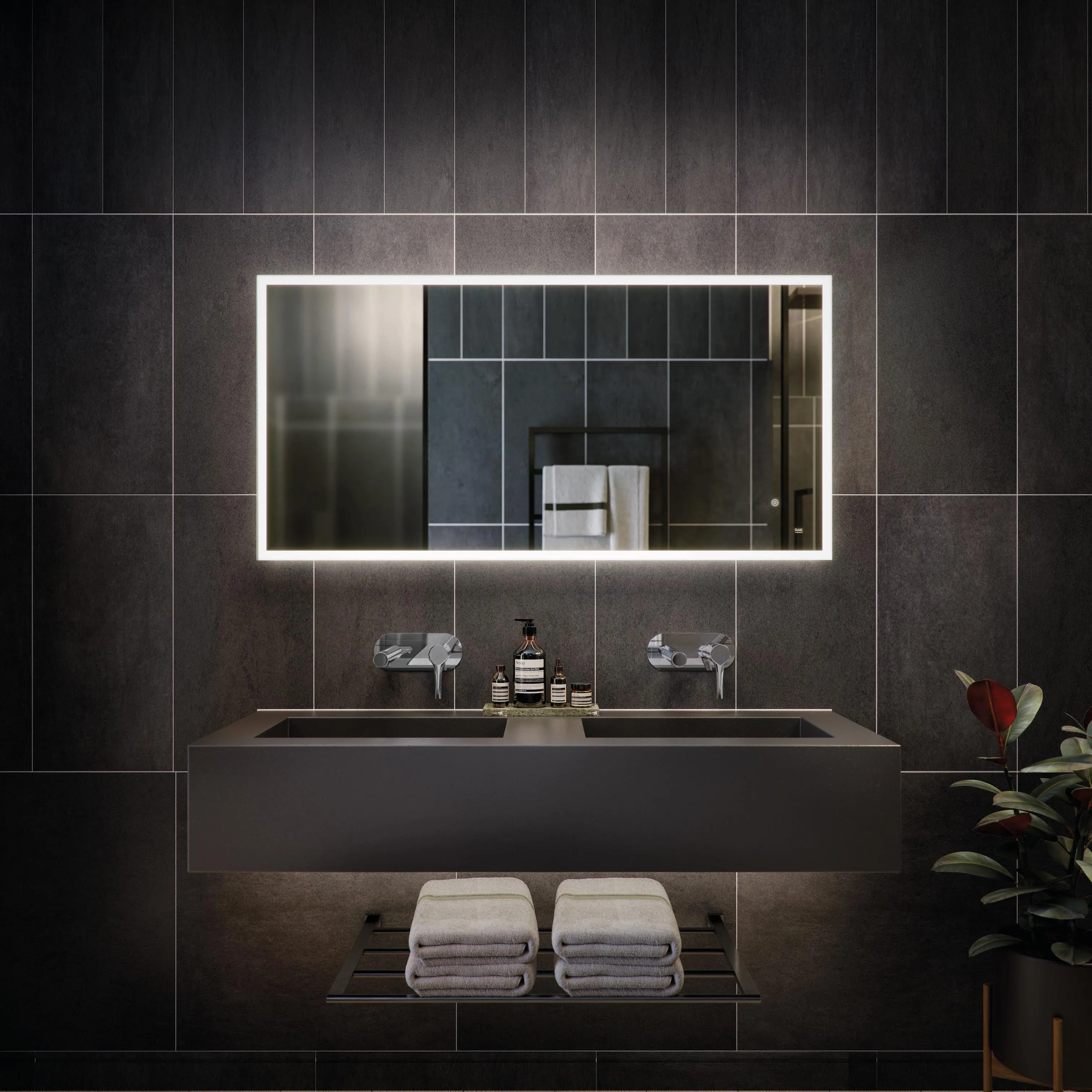 RAK Cupid LED Bathroom Mirror with Demister Pad & Shaver Socket 1000x600mm Mains Power - RAKCUP5003