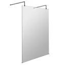 Hudson Reed 1400mm Wetroom Screen & Black Support Arms - 8mm Glass