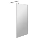 Diamond 800mm Wetroom Screen with Black Profile & Support Arm - 8mm Glass
