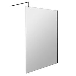 Diamond 1200mm Wetroom Screen with Black Profile & Support Arm - 8mm Glass