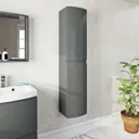 Mode Harrison slate gloss grey wall hung cabinet 1400 x 300mm