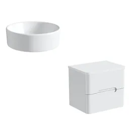 Mode Ellis white wall hung vanity drawer unit and countertop 600mm with Calhoun basin
