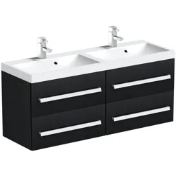 Orchard Wye essen black wall hung double vanity unit and basin 1200mm
