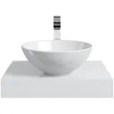 Mode Orion white countertop shelf 600mm with Derwent countertop basin, tap and waste
