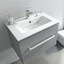 Orchard Derwent stone grey wall hung vanity unit and ceramic basin 600mm