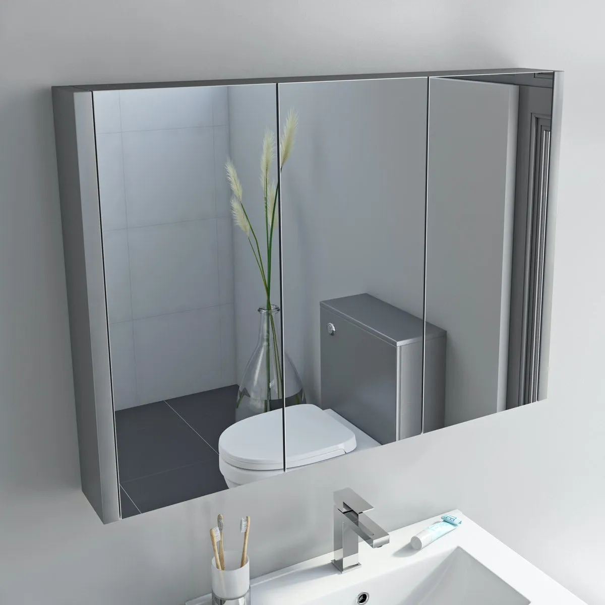 Orchard Derwent stone grey mirror cabinet 650 x 900mm