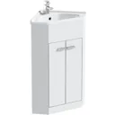 Clarity Compact white corner floorstanding vanity unit and ceramic basin 580mm