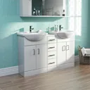 Orchard Eden white floorstanding double vanity unit and basin with multi drawer combination