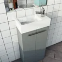 Clarity Compact satin grey floorstanding vanity unit and basin 410mm