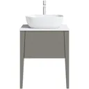 Mode Hale grey-stone matt wall hung vanity unit with ceramic countertop and basin 600mm
