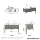 Mode Hale grey-stone matt wall hung double vanity unit with ceramic countertop and basins 1200mm