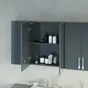 Reeves Nouvel gloss grey tall fitted furniture & storage combination with pebble grey worktop