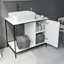 Mode Bergne white washstand and black steel frame 812mm