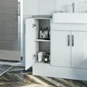Reeves Nouvel gloss white small fitted furniture & storage combination with white marble worktop