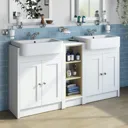 Orchard Dulwich matt white floorstanding double vanity unit and basin with open storage combination