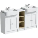 Orchard Dulwich matt white floorstanding double vanity unit and basin with open storage combination