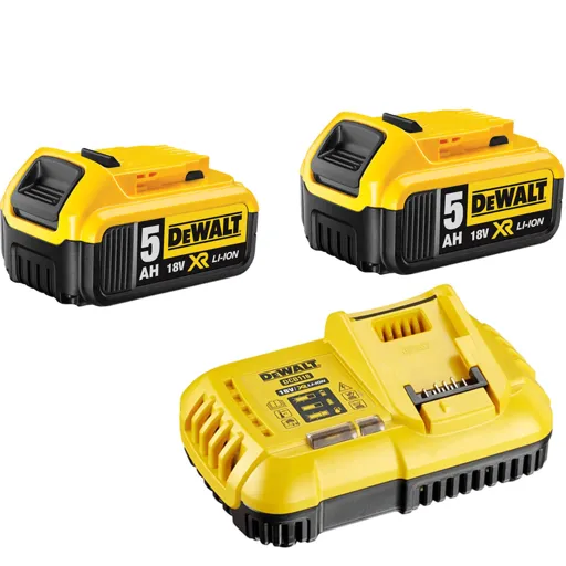 DeWalt 18v XR Cordless Twin Li-ion Battery and Fast Charger Pack 5ah - 5ah