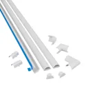 D-Line White 30mm Half-round Trunking length, (L)1m, Pack of 3