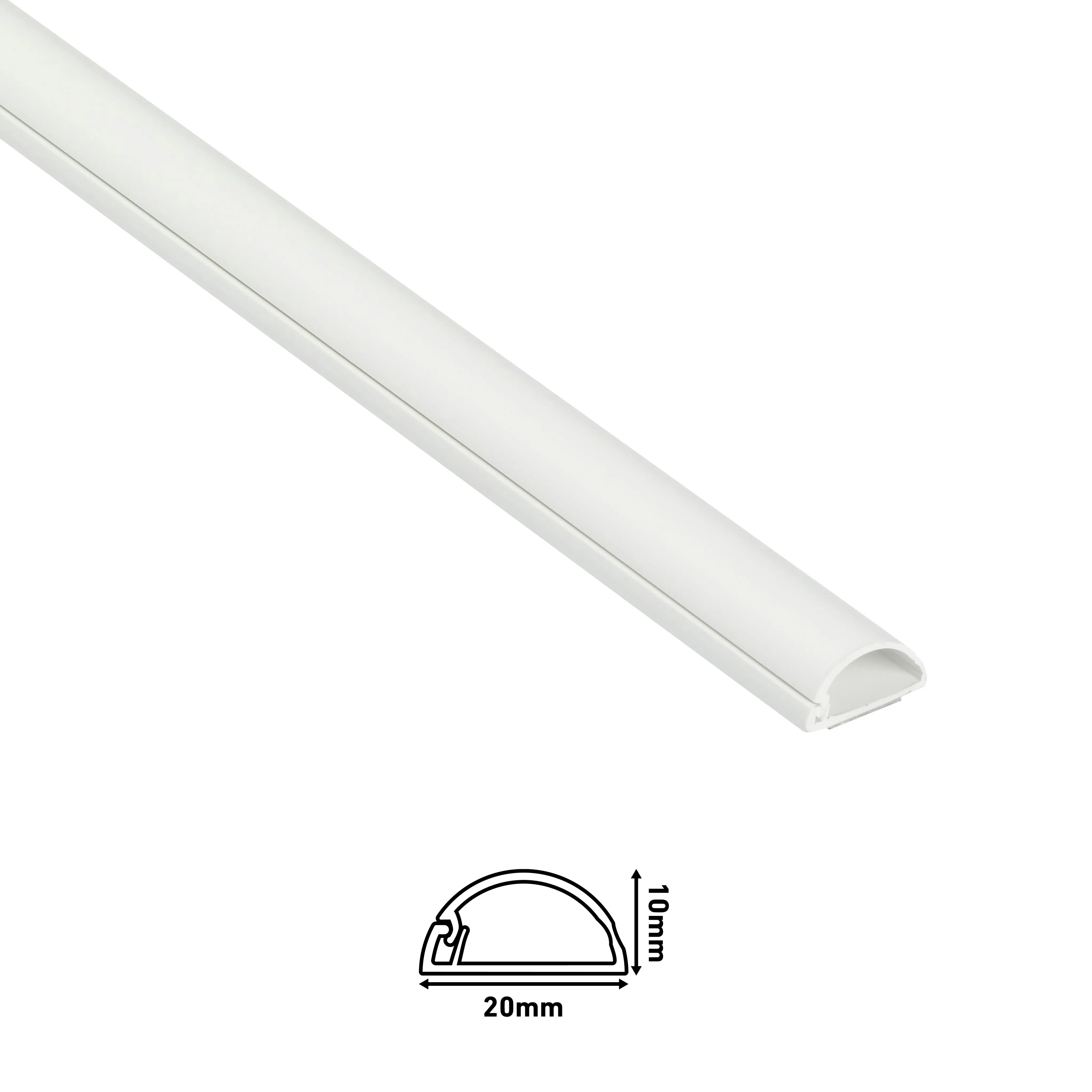 D-Line White Semi-circle Decorative trunking,(W)20mm (L)2m (H)10mm, Pack of 4