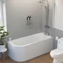 Affine Single Ended J Shape Right Hand Side Bath With Curved Bath Screen - 1700 x 725mm
