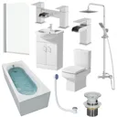 Royan Bathroom Suite with Single End Bath, Taps, Shower, Screen & Essence Vanity Unit - 1600mm