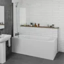 Royan Bathroom Suite with Single End Bath, Taps, Shower, Screen & Essence Vanity Unit - 1600mm