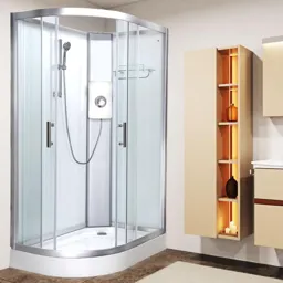 Vidalux Pure E Shower Cabin 1200x800mm Right White & Lux White Triton Shower 9.5kw