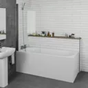 Ceramica Straight Curved Bath Bundle 1600mm With Curved Shower Screen & Front Bath Panel