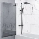 Ceramica Straight Square Bath Bundle 1700 x 700mm With Black Square Shower Screen & Front Bath Panel