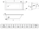 Ceramica Straight Square Bath Bundle 1700 x 750mm With Square Shower Screen & Front Bath Panel