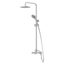 Ceramica P 1700 Left Shower Bath With Chrome Round Thermostatic Mixer Shower & Side Panel