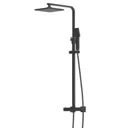 Ceramica P 1700 Right Shower Bath With Black Square Thermostatic Mixer Shower & Side Panel