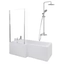 Ceramica L 1700 Left Shower Bath With Chrome Round Thermostatic Mixer Shower & Side Panel