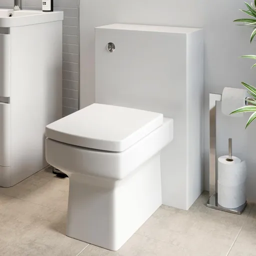 Regis White Gloss Concealed Cistern Unit & Royan Toilet - 500mm Width (215mm Depth)