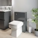 Regis Grey Gloss Concealed Cistern Unit & Royan Toilet - 500mm Width (215mm Depth)