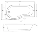 Ceramica P Shaped Bath Bundle 1700 Left - Inc. Shower Screen with Rail and Front Bath Panel