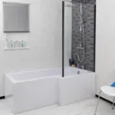 Ceramica L Bath Bundle 1600mm Right Hand - Including Black Shower Screen and Front Bath Panel